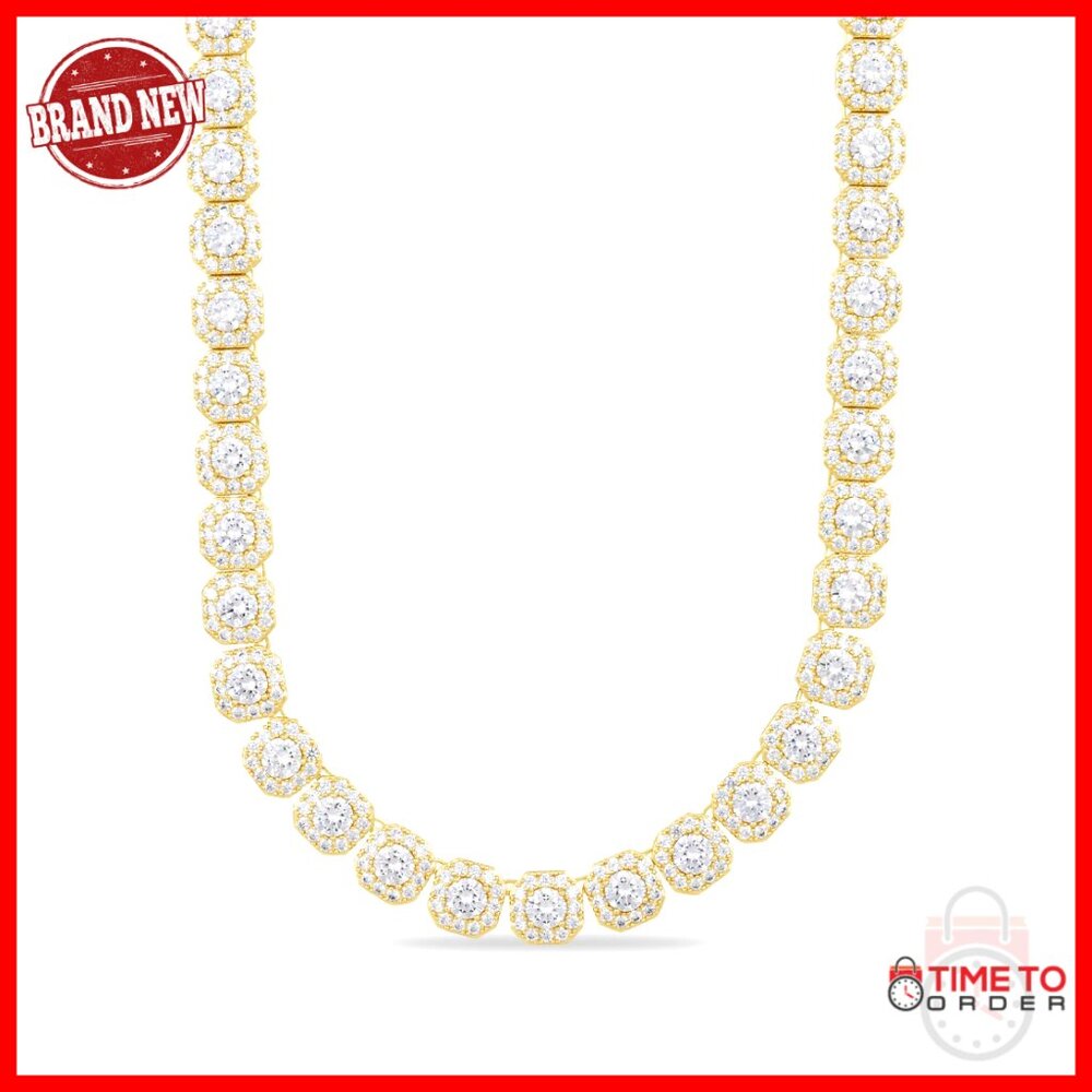 Gold Plated Tennis Chain Necklace 16-24 Inch Stainless Steel Statement Jewelry